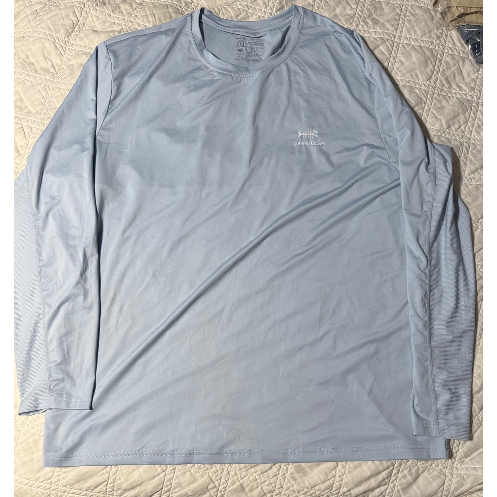 Bassdash Mens 3XL Fishing Shirt Light Blue UPF 50+ Long Sleeve BG1001-LDF